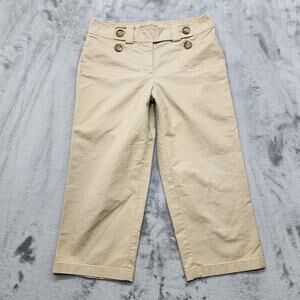 Ann Taylor Pants Womens 2 Tan Khaki Multi-Button Mid Rise Crop Capri Stretch